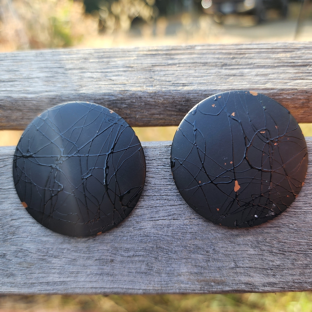 Black Round Statement Earrings